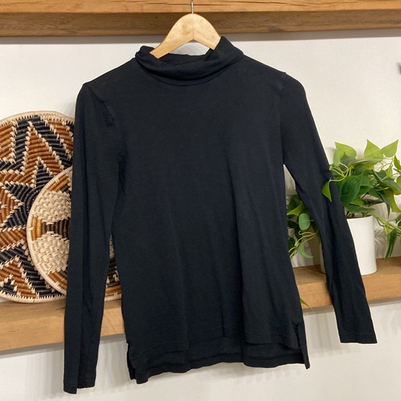 Madewell Whisper Cotton Turtleneck Tee in True Black, Size XS - Picture 4 of 5